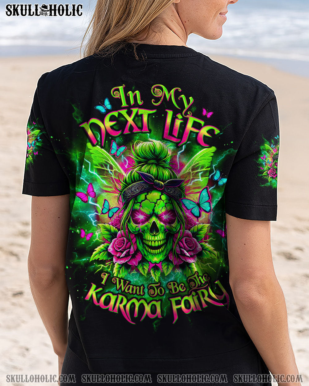 KARMA FAIRY SKULL MESSY BUN ALL OVER PRINT - TLTW2703251