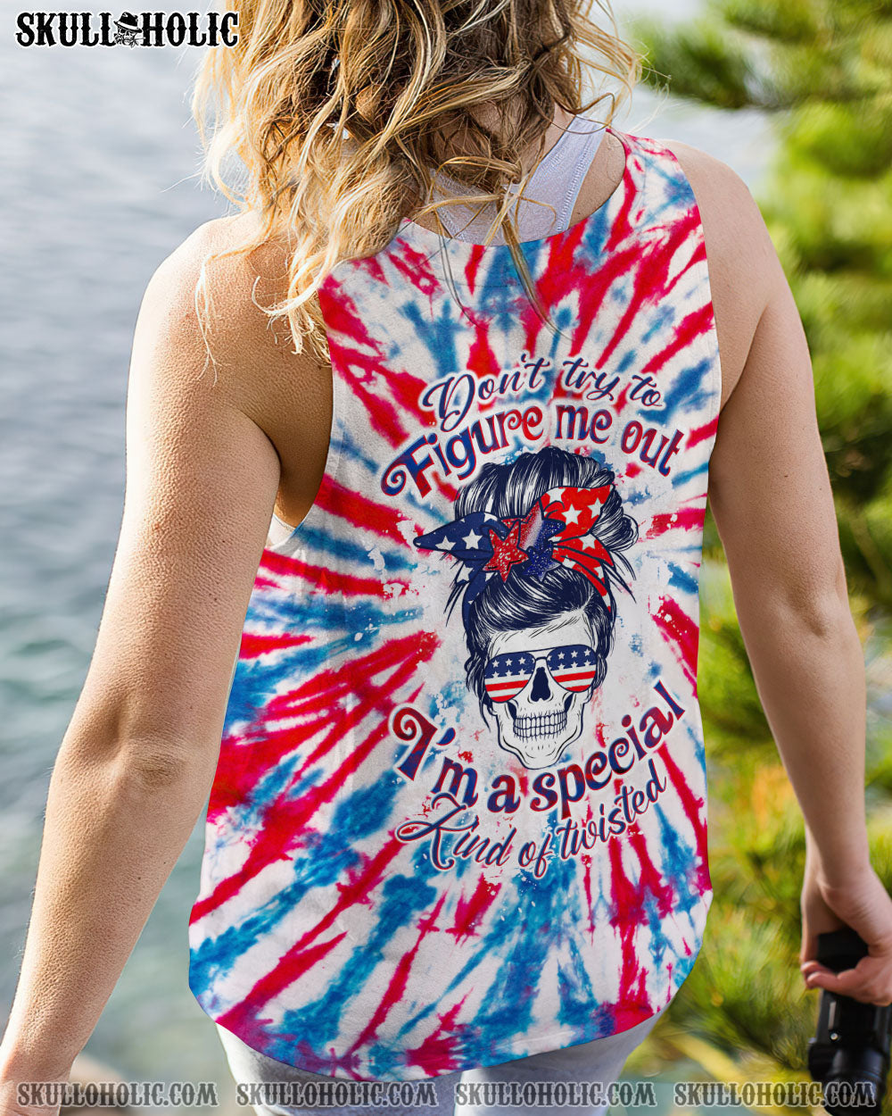 DON'T TRY TO FIGURE ME OUT MESSY BUN AMERICA TIE DYE ALL OVER PRINT - TLTW2706233