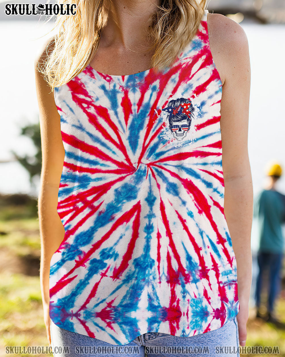 DON'T TRY TO FIGURE ME OUT MESSY BUN AMERICA TIE DYE ALL OVER PRINT - TLTW2706233