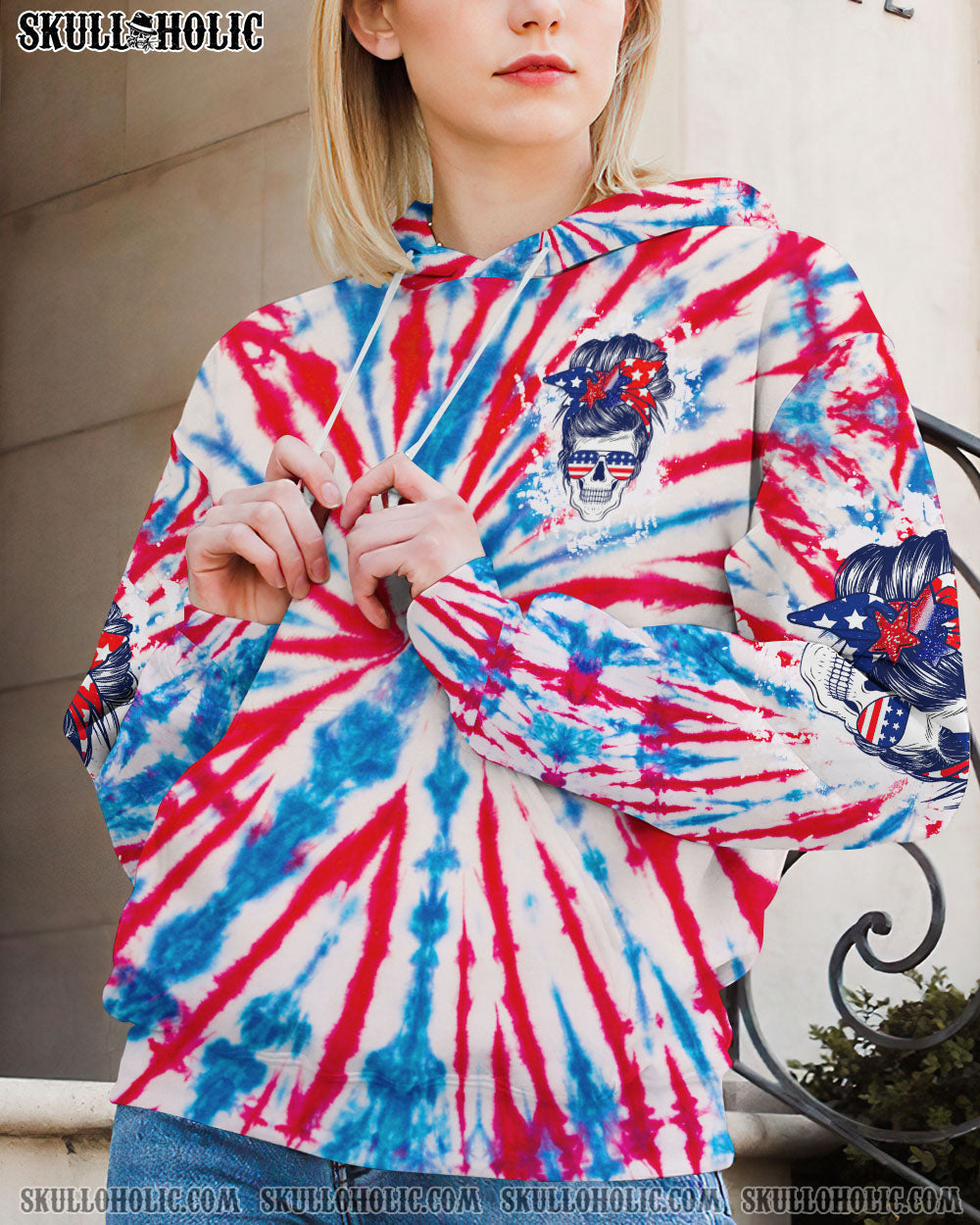 DON'T TRY TO FIGURE ME OUT MESSY BUN AMERICA TIE DYE ALL OVER PRINT - TLTW2706233