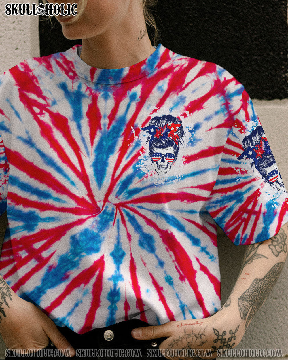 DON'T TRY TO FIGURE ME OUT MESSY BUN AMERICA TIE DYE ALL OVER PRINT - TLTW2706233