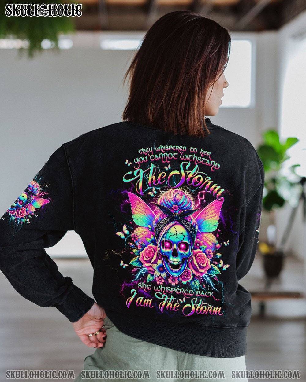 I AM THE STORM MESSY BUN SKULL ALL OVER PRINT - TLTW2803254