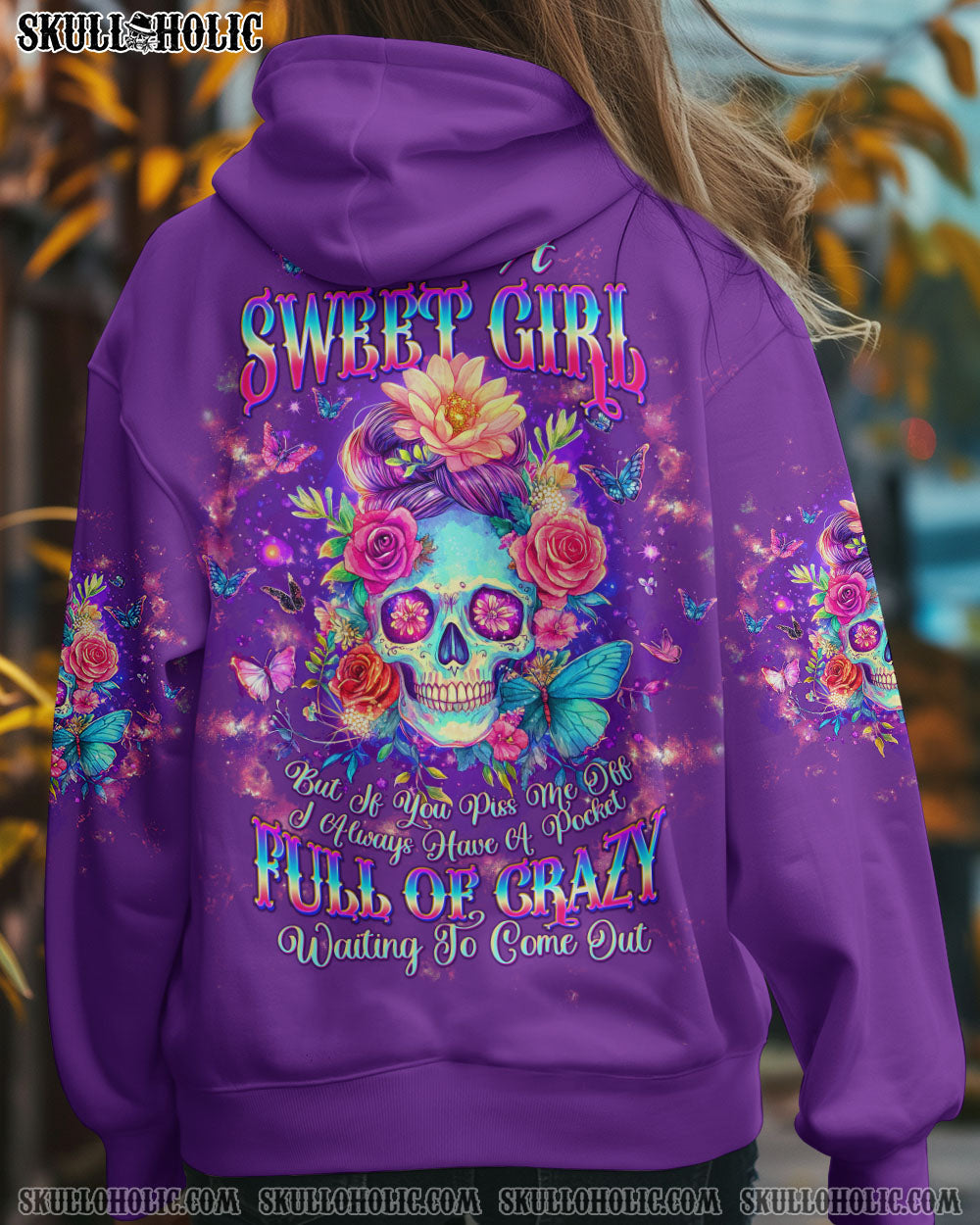 I AM A SWEET GIRL  SKULL MESSY BUN  ALL OVER PRINT -  TLTW3103252