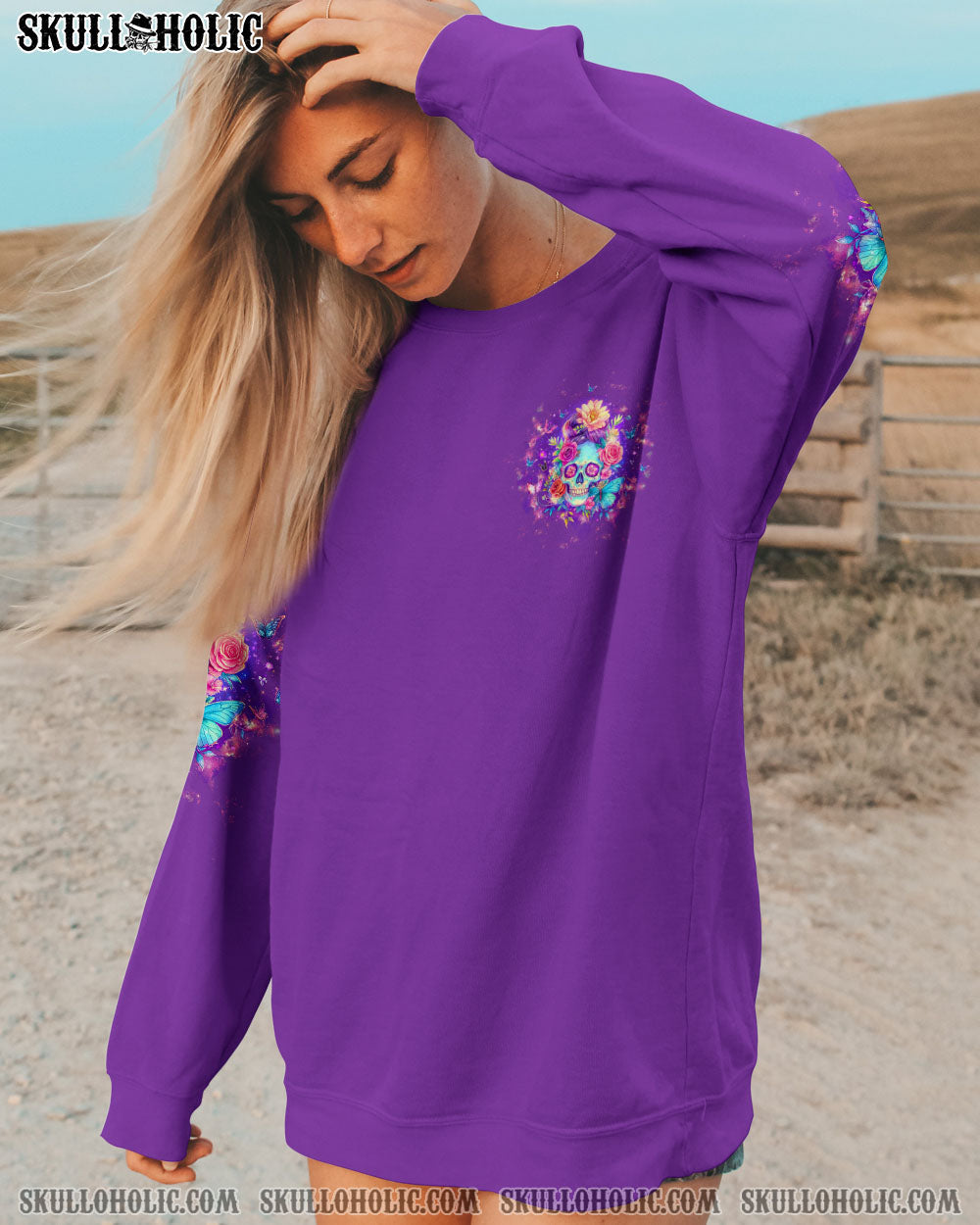 I AM A SWEET GIRL  SKULL MESSY BUN  ALL OVER PRINT -  TLTW3103252