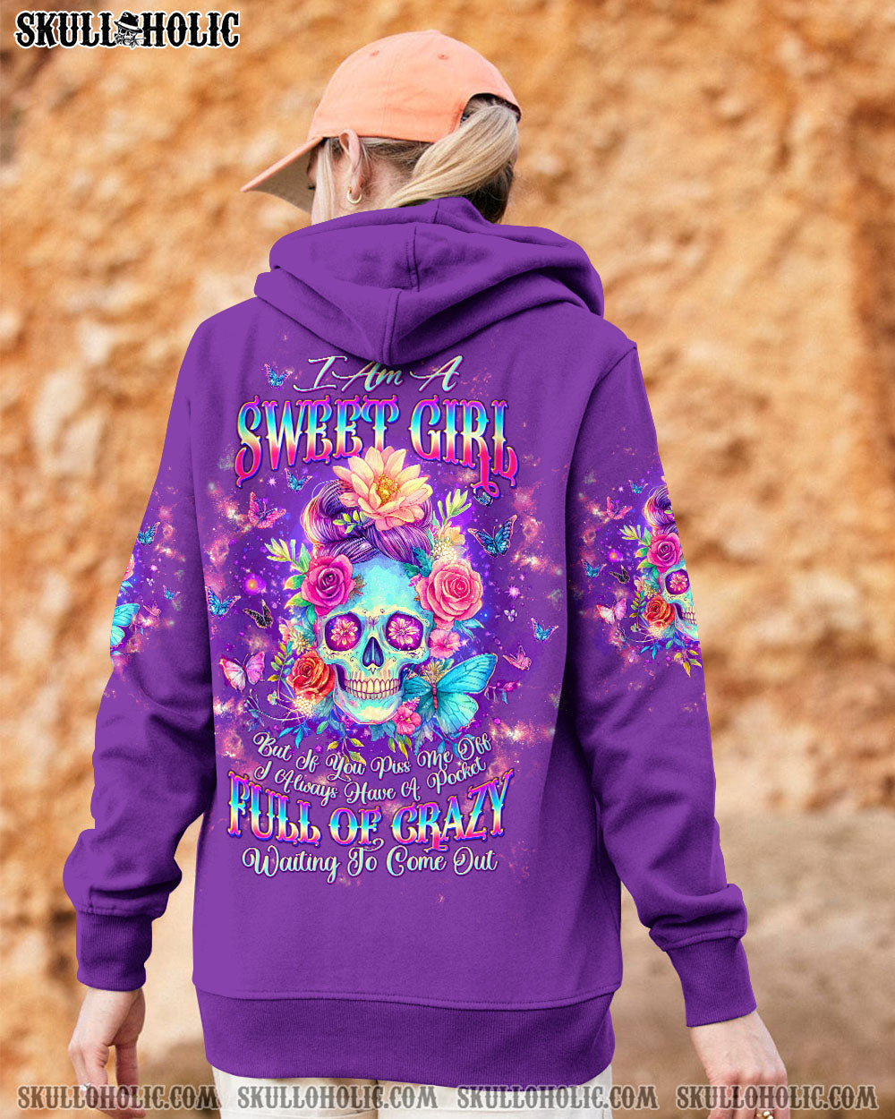 I AM A SWEET GIRL  SKULL MESSY BUN  ALL OVER PRINT -  TLTW3103252