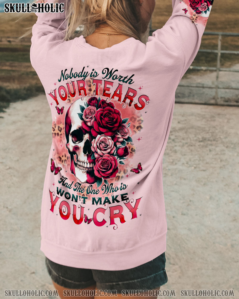NOBODY IS WORTH YOUR TEARS SKULL ALL OVER PRINT - TYTD2403252
