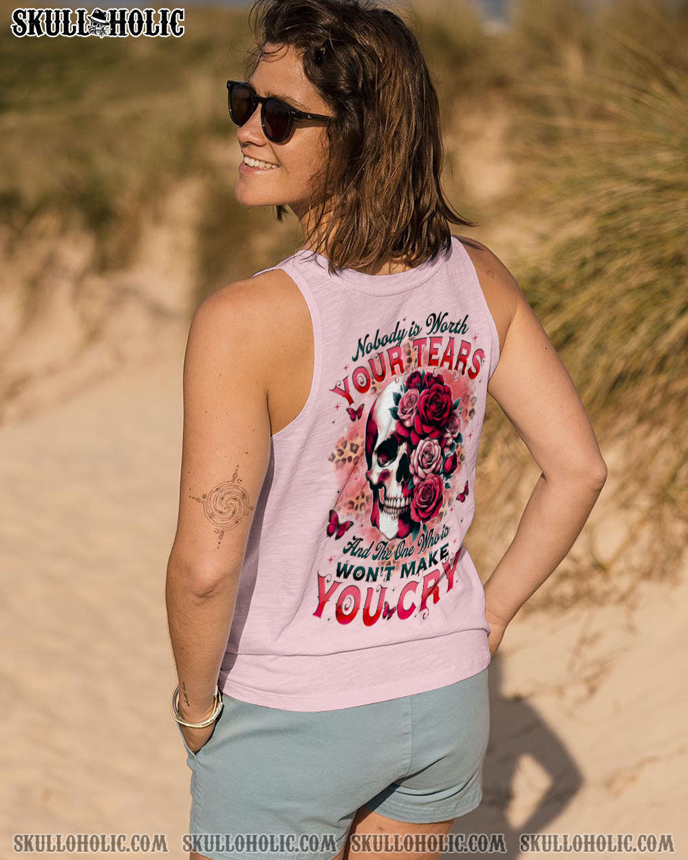 NOBODY IS WORTH YOUR TEARS SKULL ALL OVER PRINT - TYTD2403252