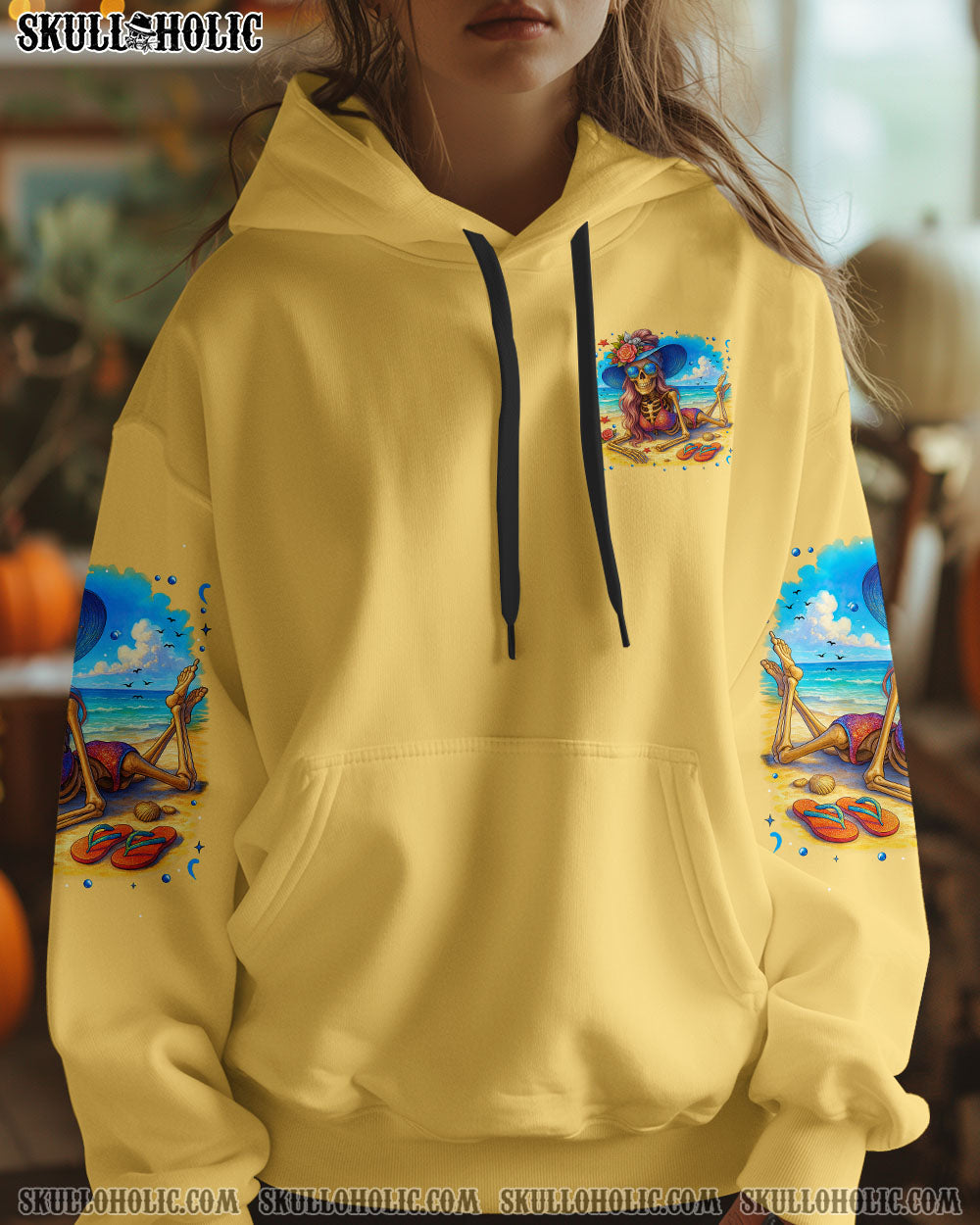 JUST A GIRL WHO LOVES THE BEACH SKELETON ALL OVER PRINT - TYTM1104253