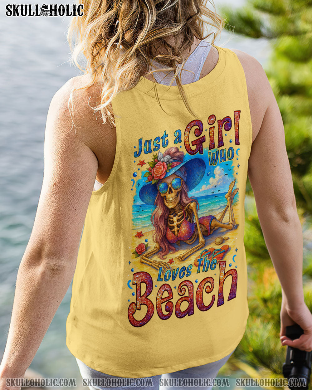 JUST A GIRL WHO LOVES THE BEACH SKELETON ALL OVER PRINT - TYTM1104253