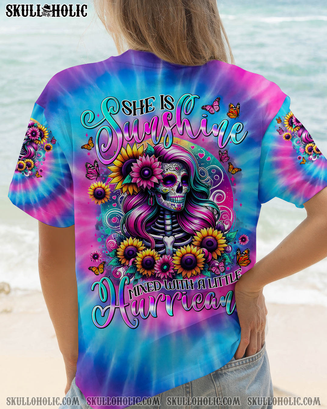 SHE IS SUNSHINE MIXED WITH A LITTLE HURRICANE TIE DYE ALL OVER PRINT - TYTM3103253