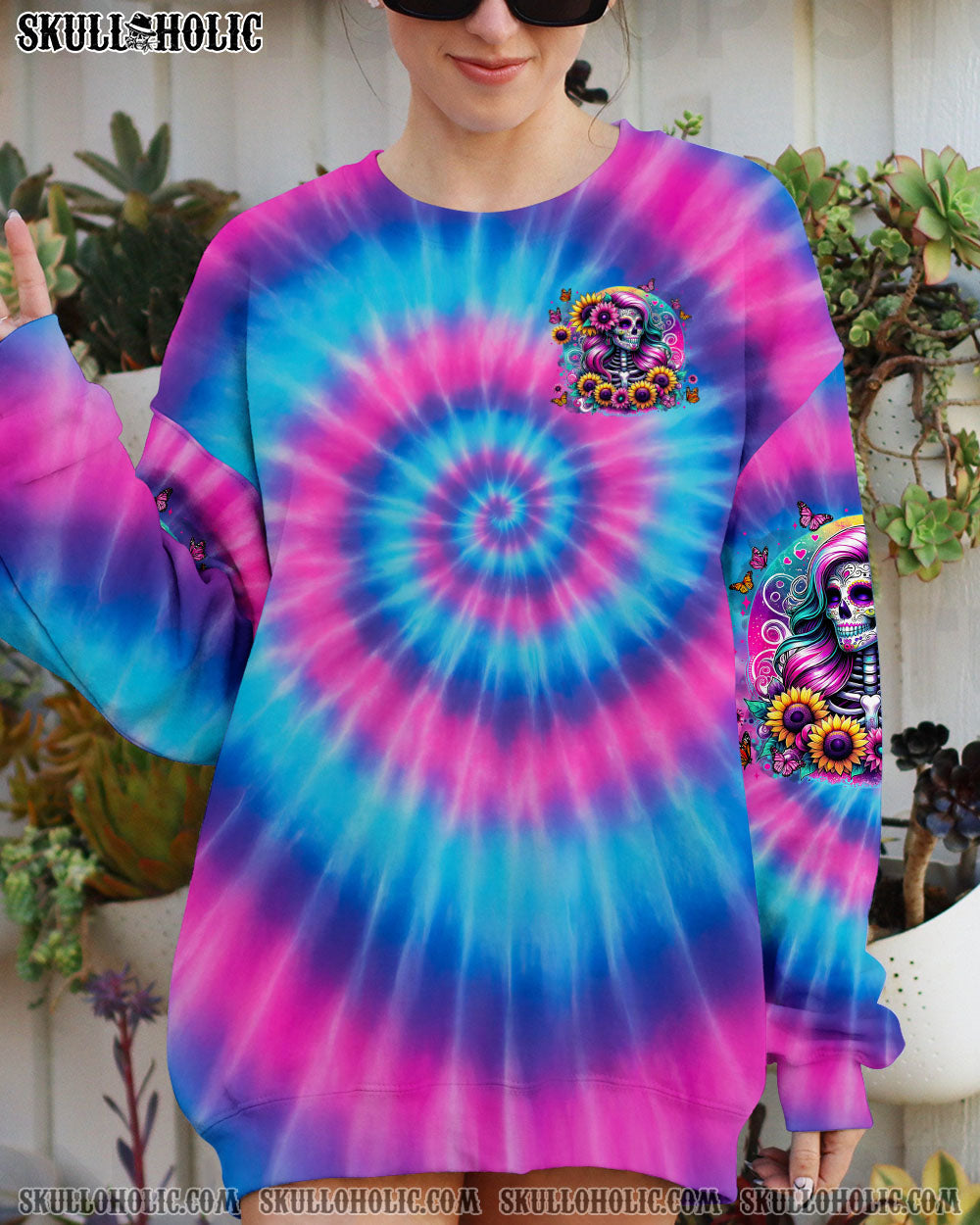 SHE IS SUNSHINE MIXED WITH A LITTLE HURRICANE TIE DYE ALL OVER PRINT - TYTM3103253