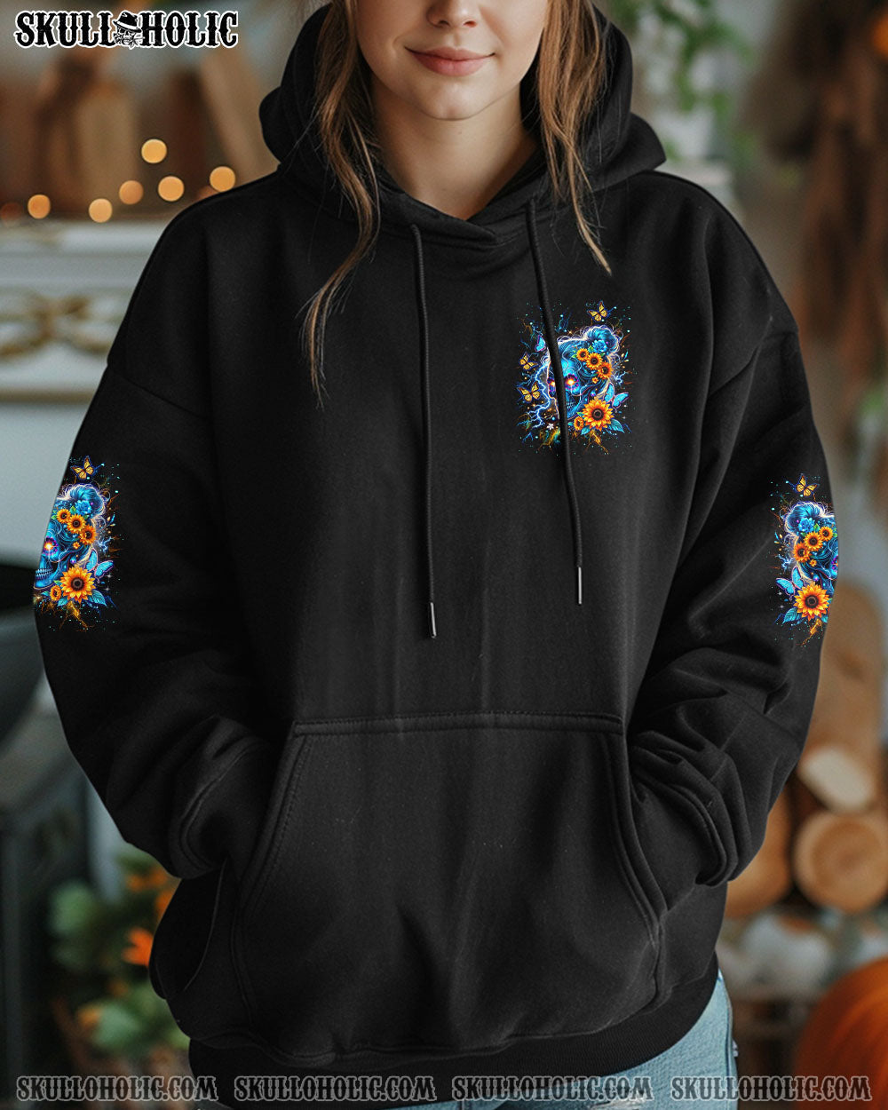 SHE IS SUNSHINE SKULL SUNFLOWER ALL OVER PRINT - YHDU0204252