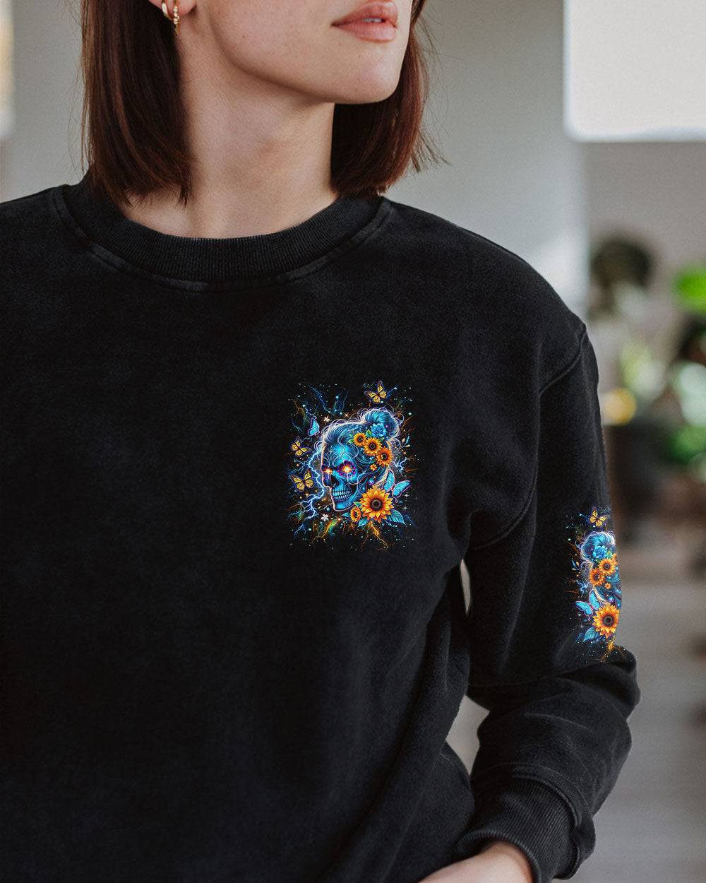 SHE IS SUNSHINE SKULL SUNFLOWER ALL OVER PRINT - YHDU0204252