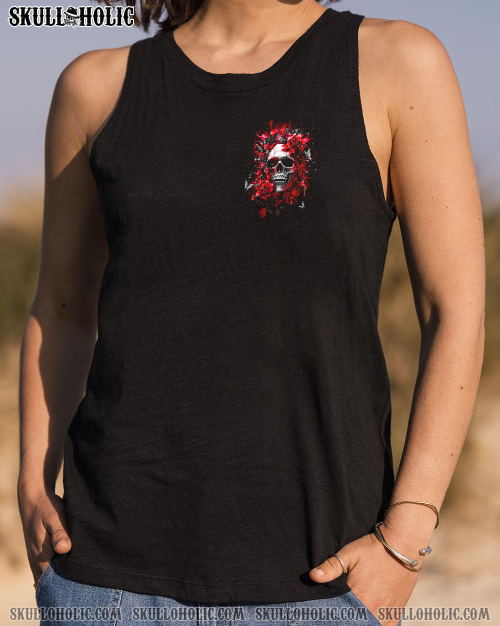 I'M NOT ANTI-SOCIAL SKULL ROSE ALL OVER PRINT - YHDU0404252