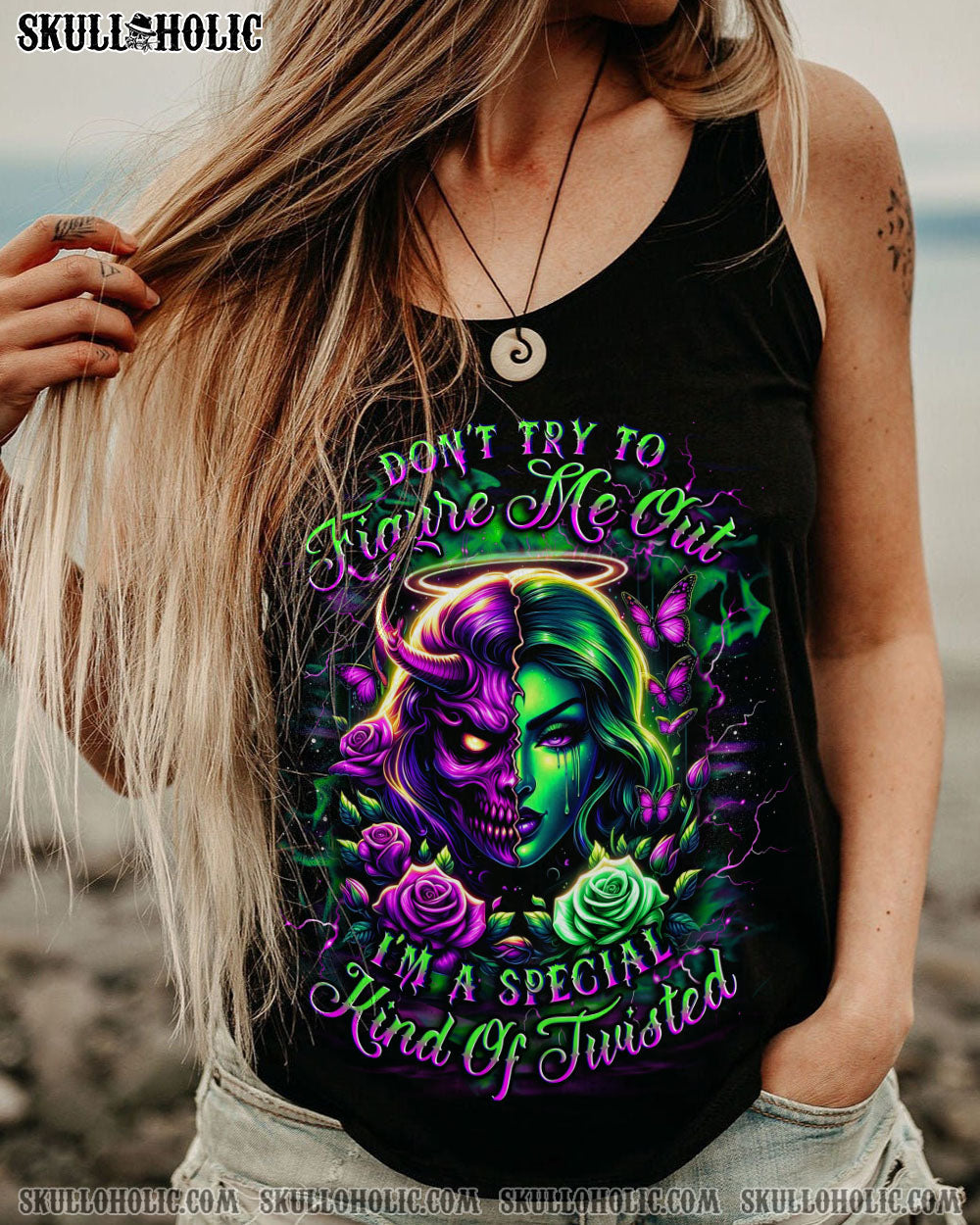 DON'T TRY TO FIGURE ME OUT SKULL ALL OVER PRINT - YHDU1104252