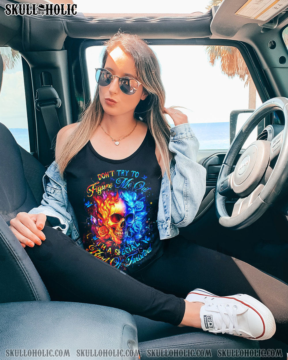 DON'T TRY TO FIGURE ME OUT SKULL ALL OVER PRINT - YHDU1604251