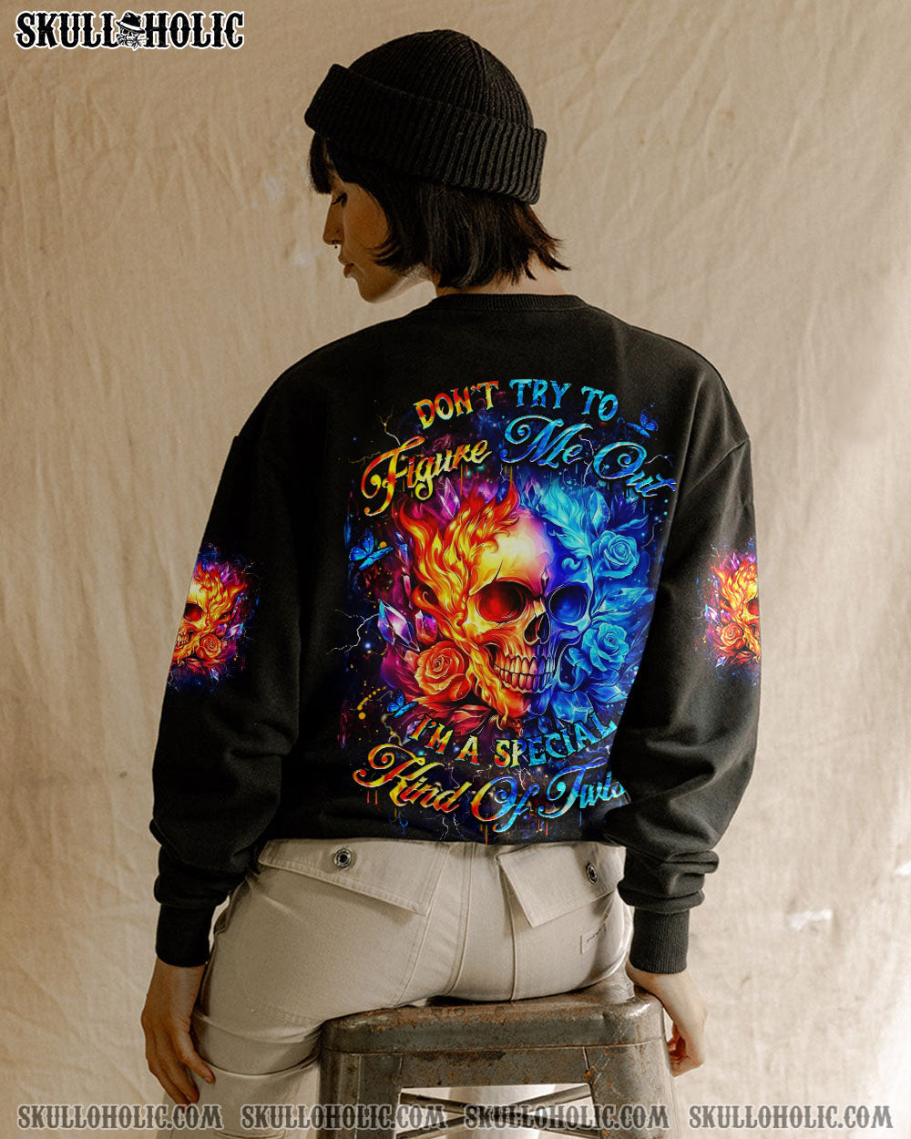 DON'T TRY TO FIGURE ME OUT SKULL ALL OVER PRINT - YHDU1604251