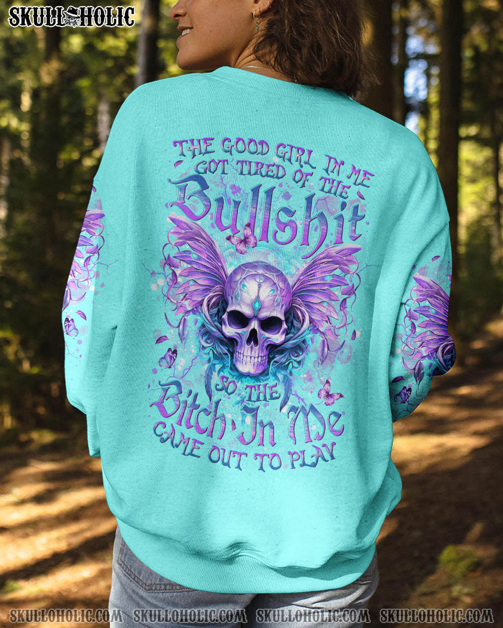 THE GOOD GIRL IN ME SKULL WINGS ALL OVER PRINT - YHDU2311231