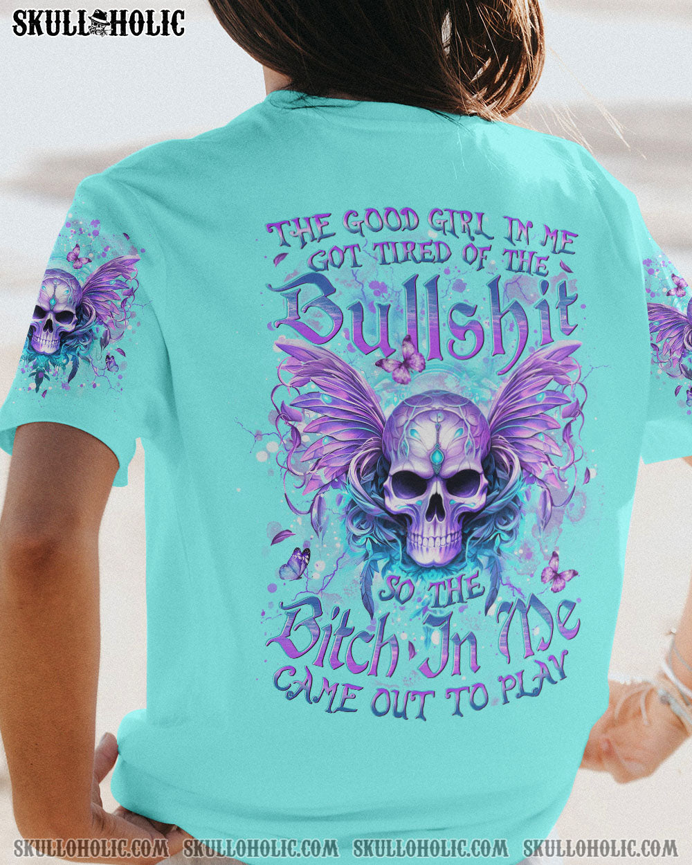 THE GOOD GIRL IN ME SKULL WINGS ALL OVER PRINT - YHDU2311231