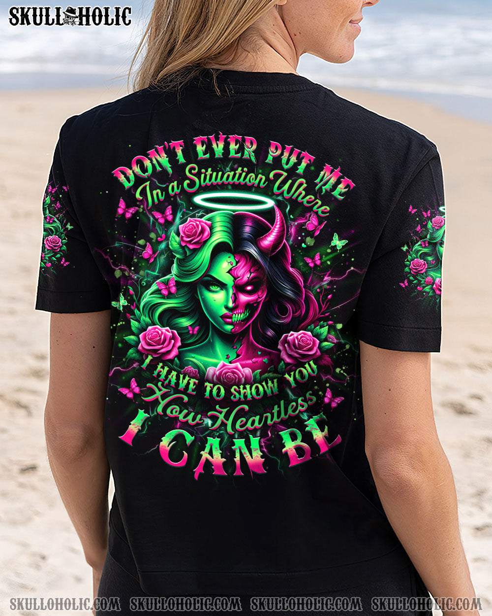 HOW HEARTLESS I CAN BE SKULL LADY ALL OVER PRINT - YHDU2403252