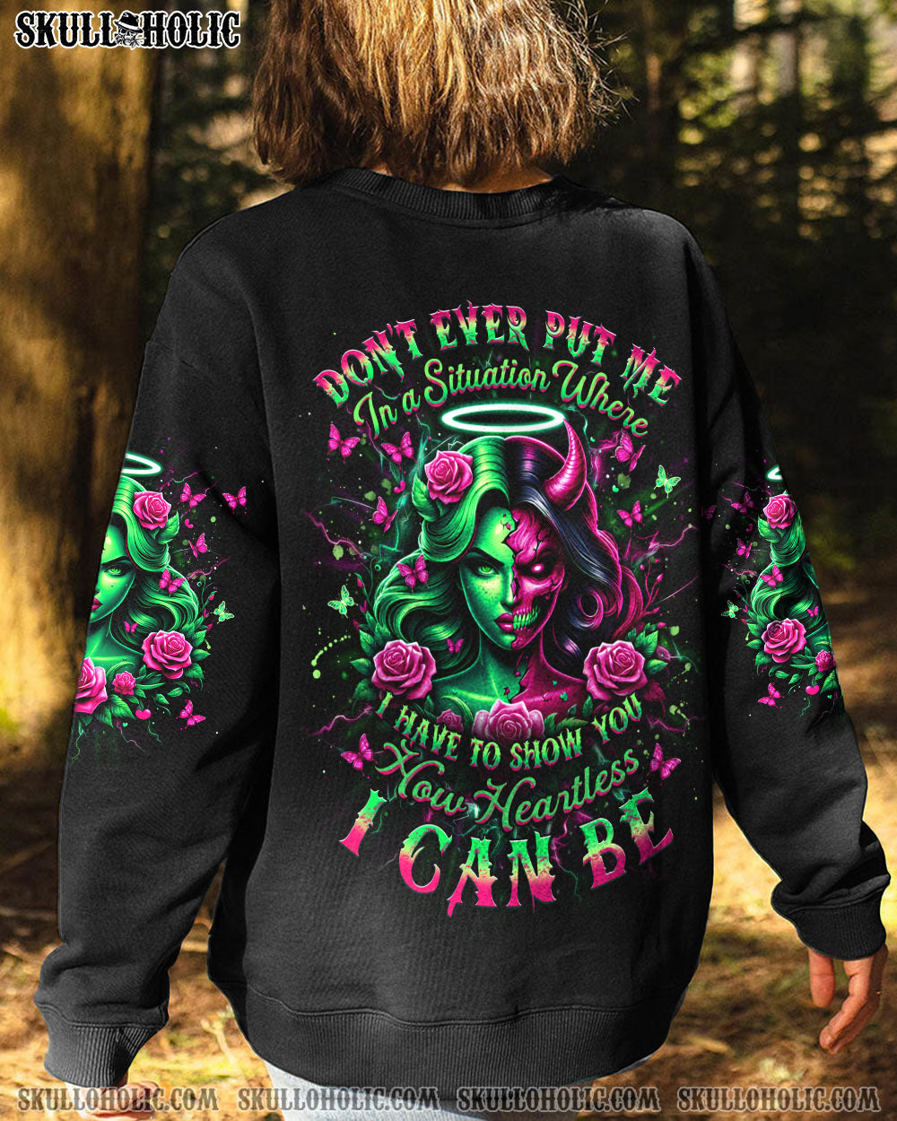 HOW HEARTLESS I CAN BE SKULL LADY ALL OVER PRINT - YHDU2403252