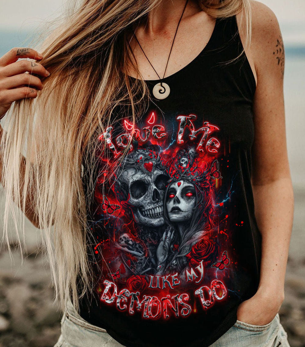 LOVE ME LIKE MY DEMONS DO SKULL ALL OVER PRINT - YHDU2702252