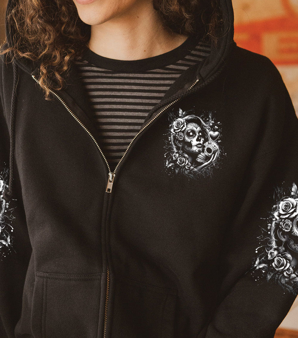 JUST A WOMAN WHO LOVES SKULL AND HAS TATTOOS ALL OVER PRINT - YHDU2802253