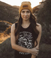 JUST A WOMAN WHO LOVES SKULL AND HAS TATTOOS ALL OVER PRINT - YHDU2802253