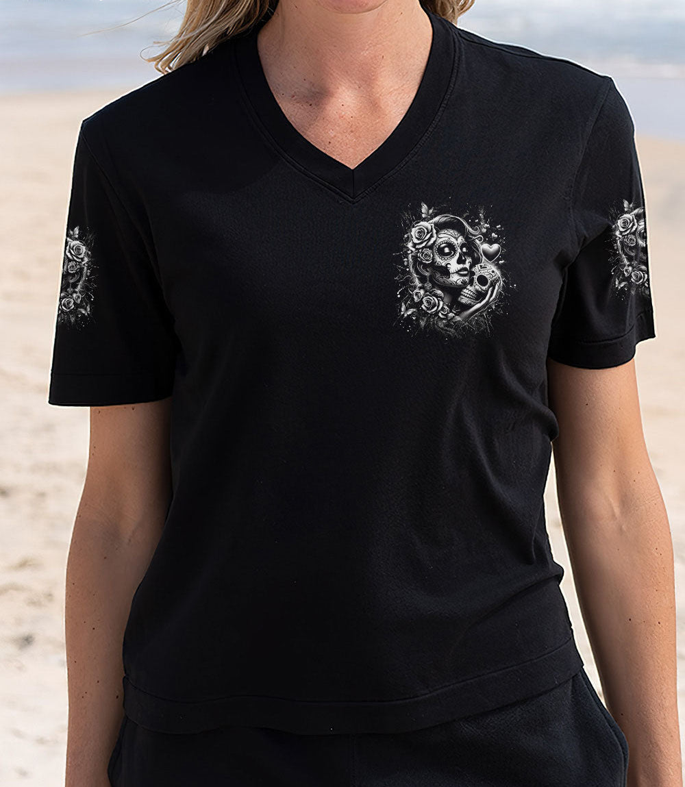 JUST A WOMAN WHO LOVES SKULL AND HAS TATTOOS ALL OVER PRINT - YHDU2802253