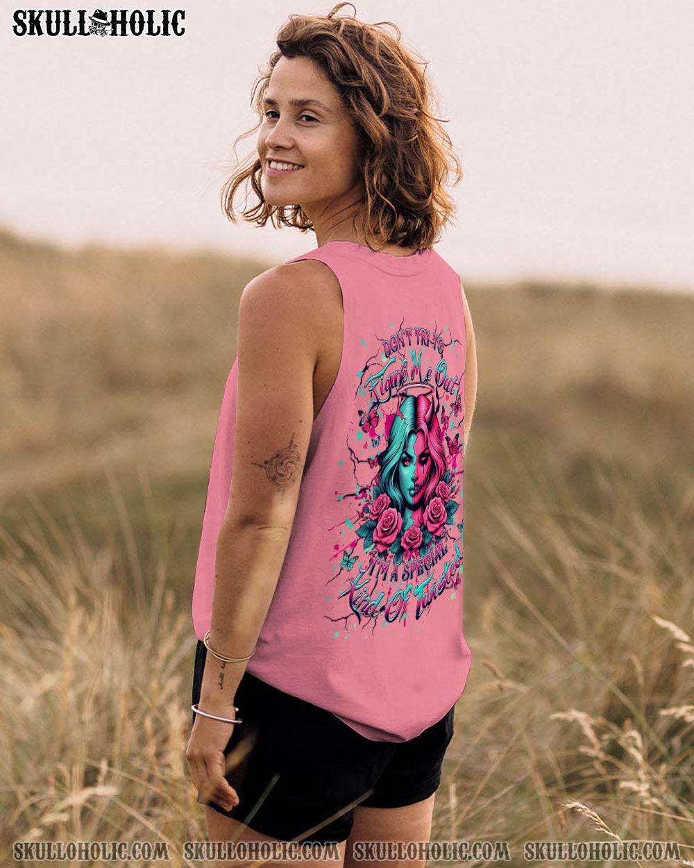 DON'T TRY TO FIGURE ME OUT SKULL ALL OVER PRINT - YHHG0104253
