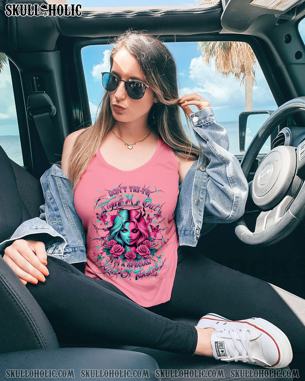 DON'T TRY TO FIGURE ME OUT SKULL ALL OVER PRINT - YHHG0104253