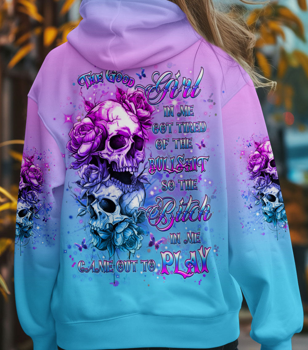 THE GOOD GIRL IN ME GOT TIRED SKULL ROSE ALL OVER PRINT - YHHG0303251