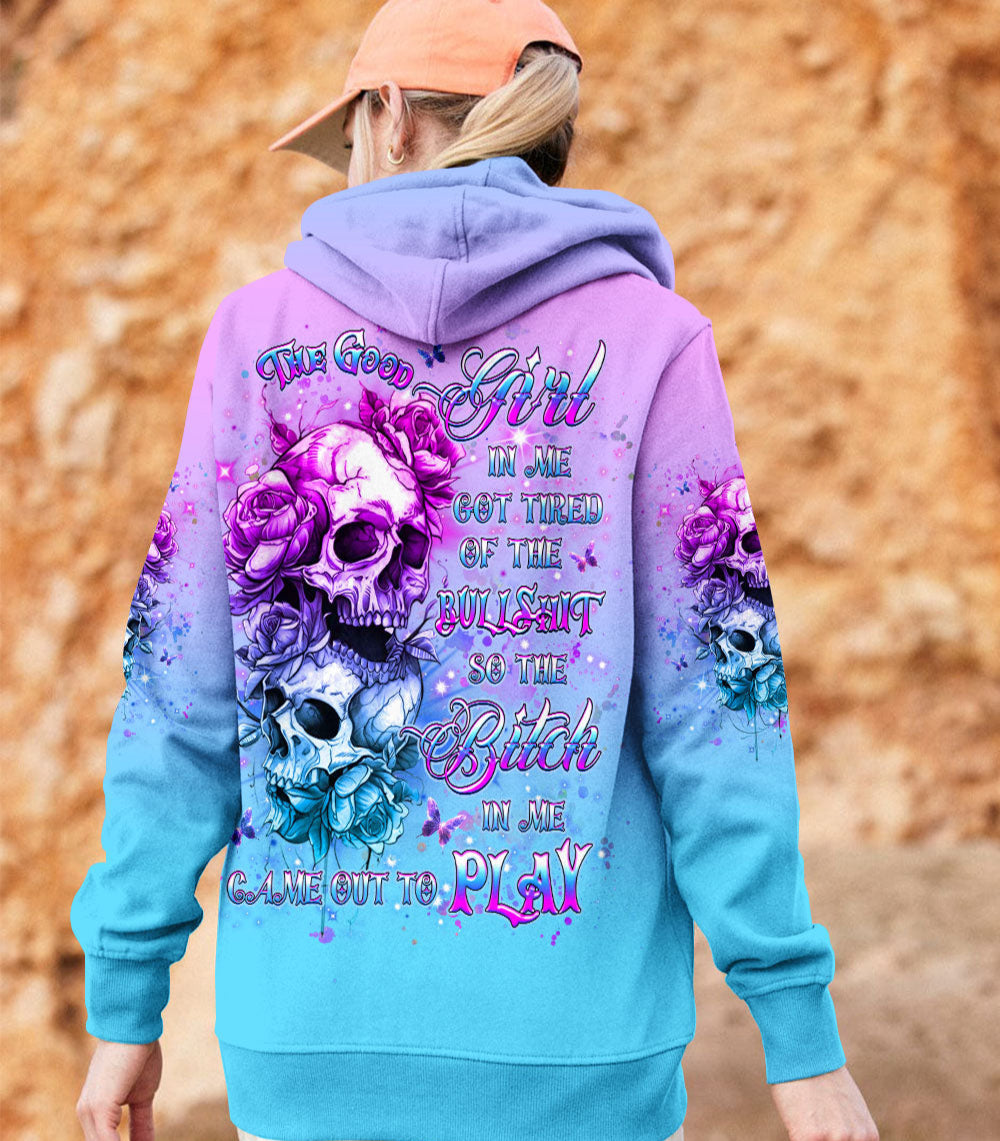 THE GOOD GIRL IN ME GOT TIRED SKULL ROSE ALL OVER PRINT - YHHG0303251