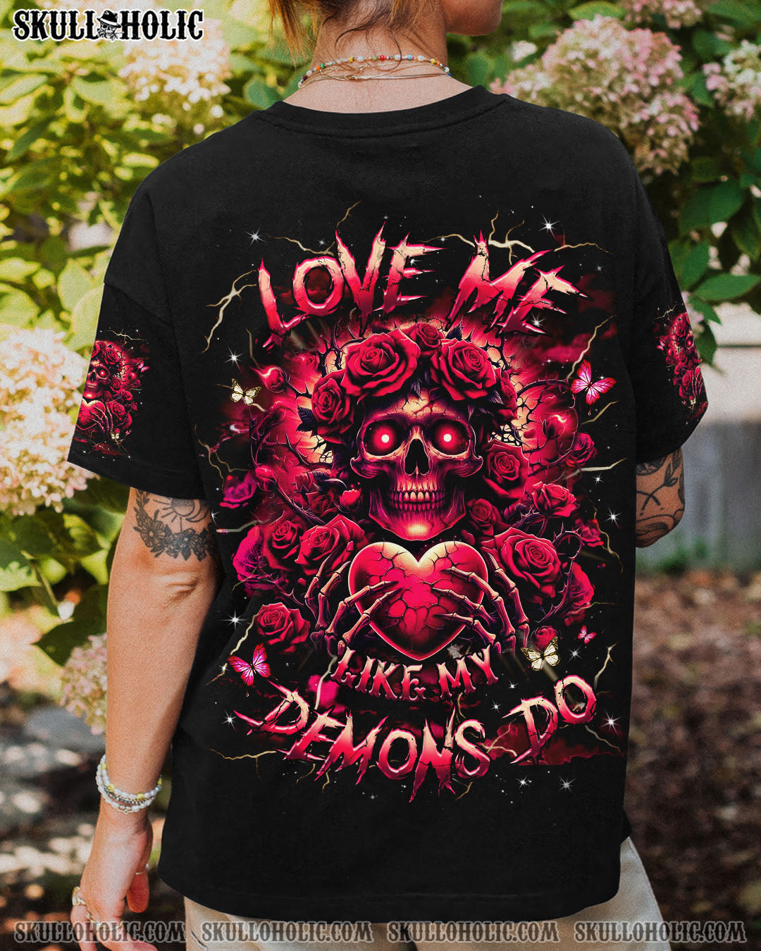 LOVE ME LIKE MY DEMONS DO SKULL ALL OVER PRINT - YHHG1504253