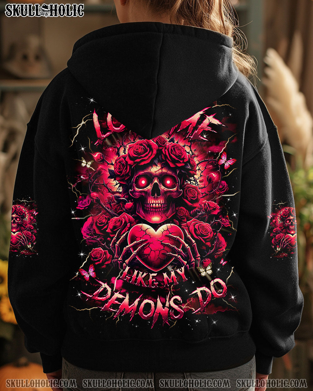 LOVE ME LIKE MY DEMONS DO SKULL ALL OVER PRINT - YHHG1504253