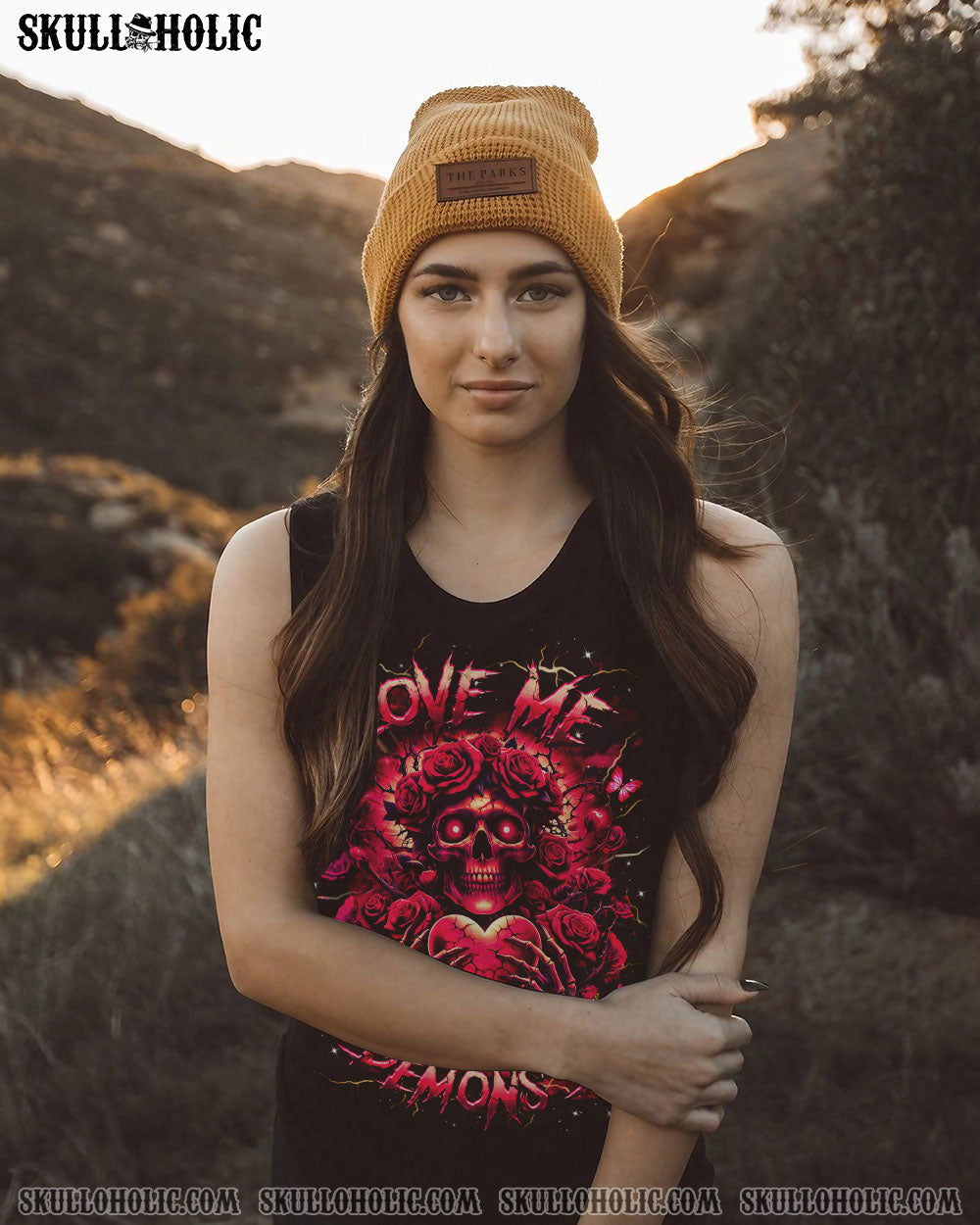 LOVE ME LIKE MY DEMONS DO SKULL ALL OVER PRINT - YHHG1504253