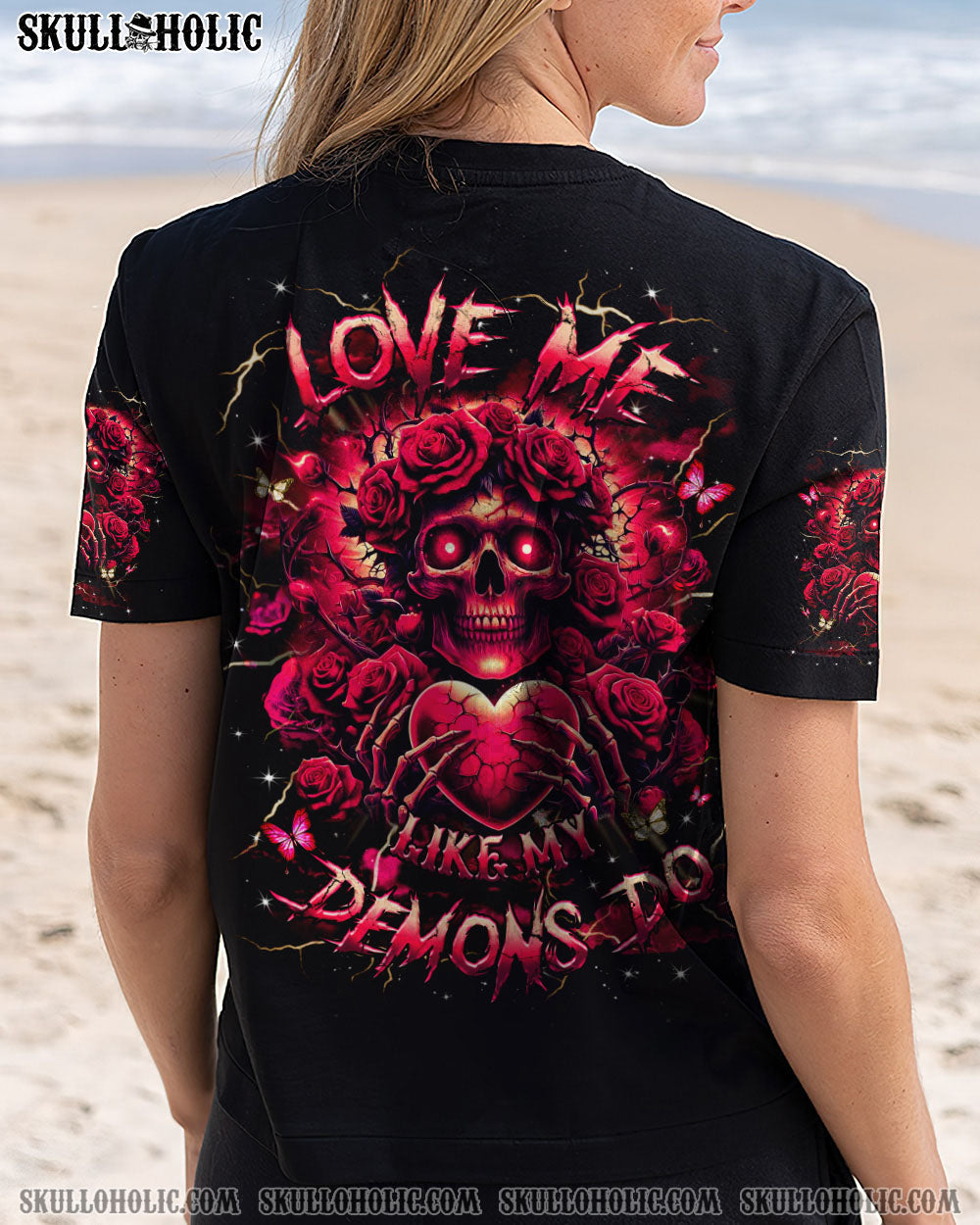 LOVE ME LIKE MY DEMONS DO SKULL ALL OVER PRINT - YHHG1504253
