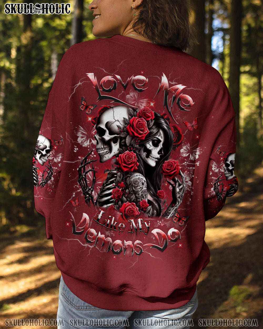 LOVE ME LIKE MY DEMONS DO SKULL ALL OVER PRINT - YHHG2403251