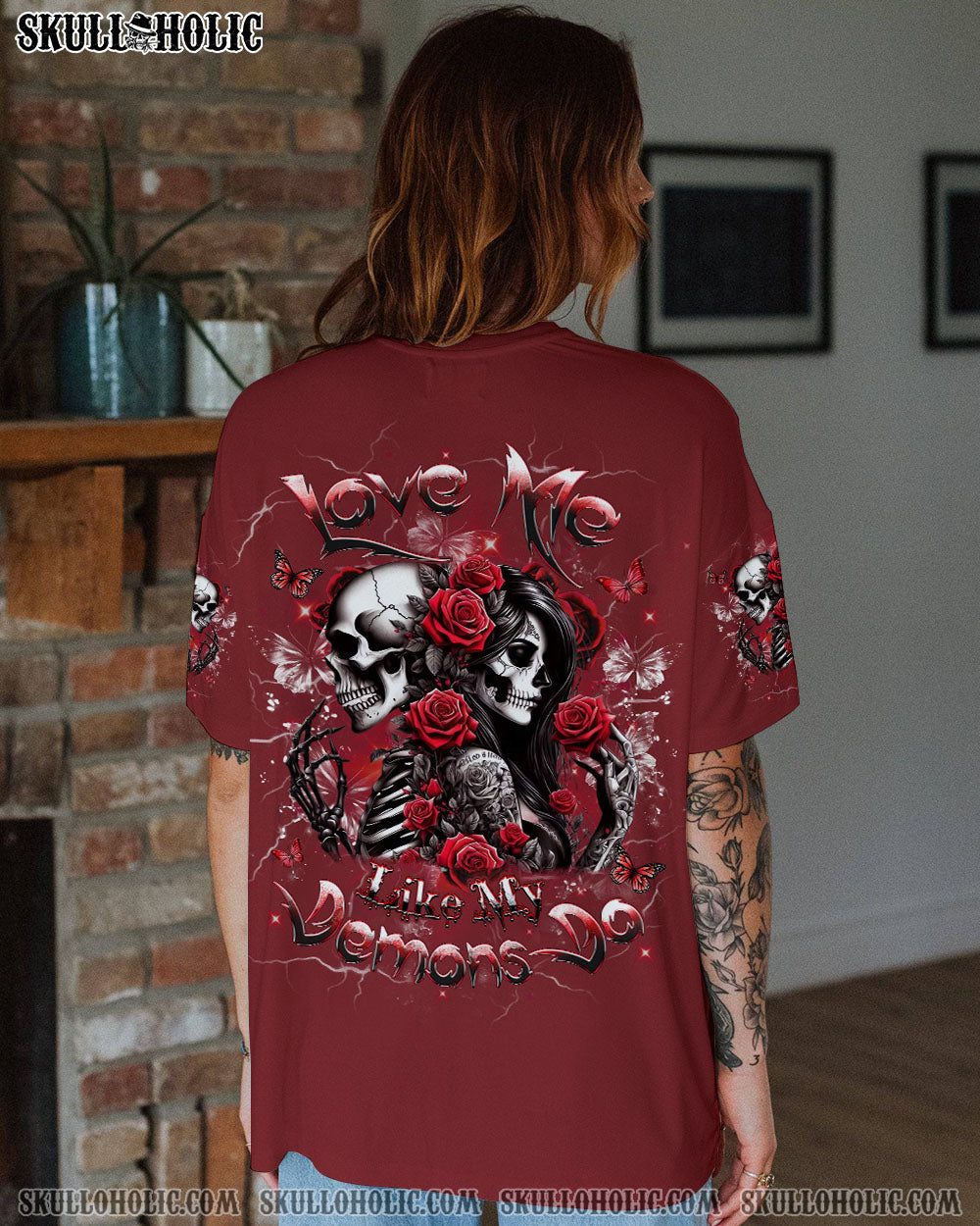 LOVE ME LIKE MY DEMONS DO SKULL ALL OVER PRINT - YHHG2403251