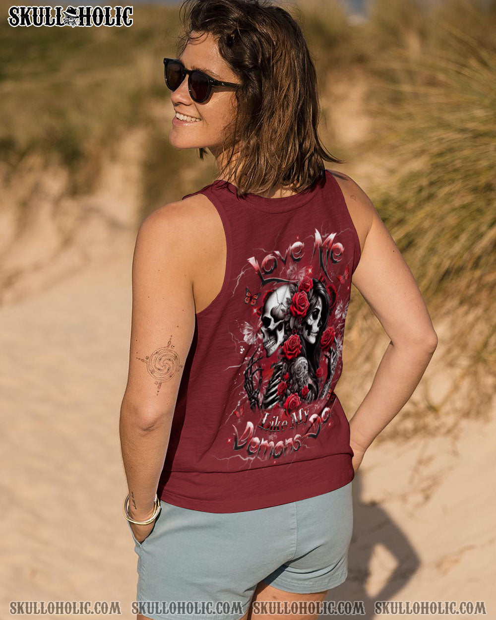 LOVE ME LIKE MY DEMONS DO SKULL ALL OVER PRINT - YHHG2403251