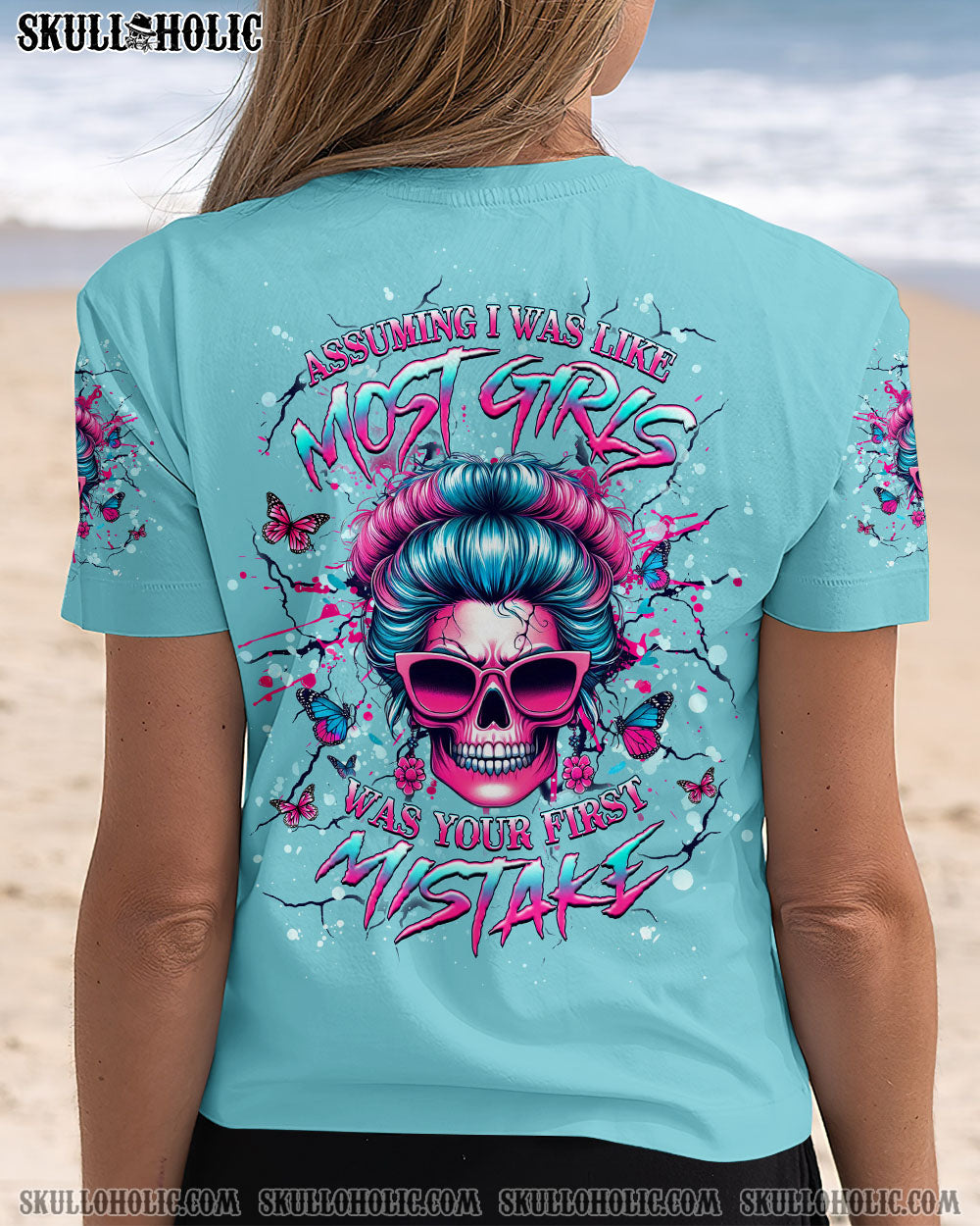 ASSUMING I WAS LIKE MOST GIRLS MESSY BUN SKULL ALL OVER PRINT - YHHG2703251