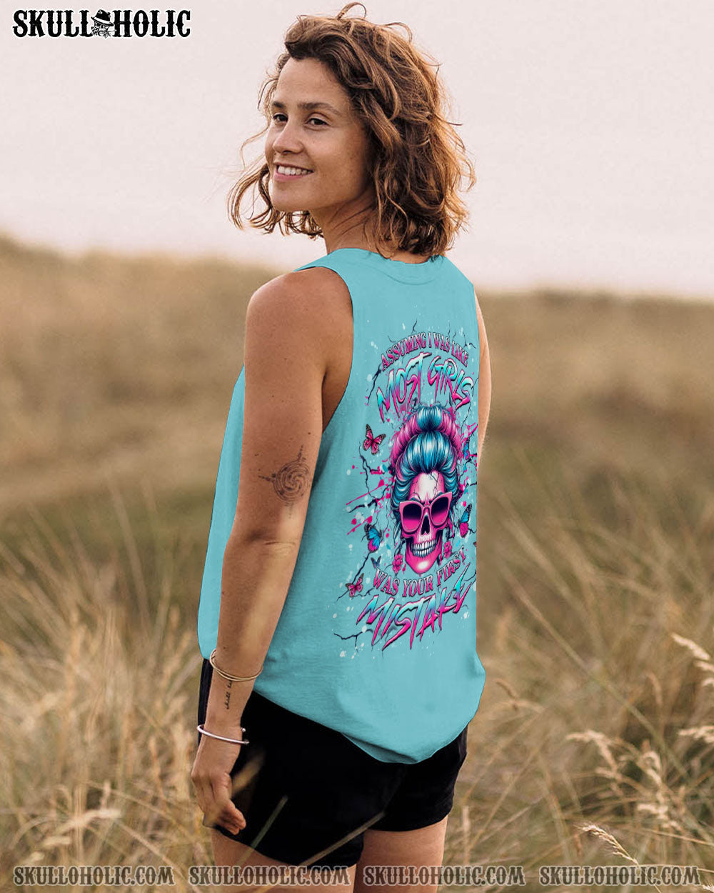 ASSUMING I WAS LIKE MOST GIRLS MESSY BUN SKULL ALL OVER PRINT - YHHG2703251
