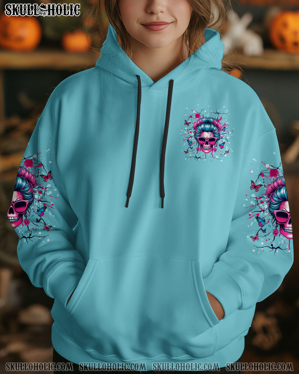 ASSUMING I WAS LIKE MOST GIRLS MESSY BUN SKULL ALL OVER PRINT - YHHG2703251