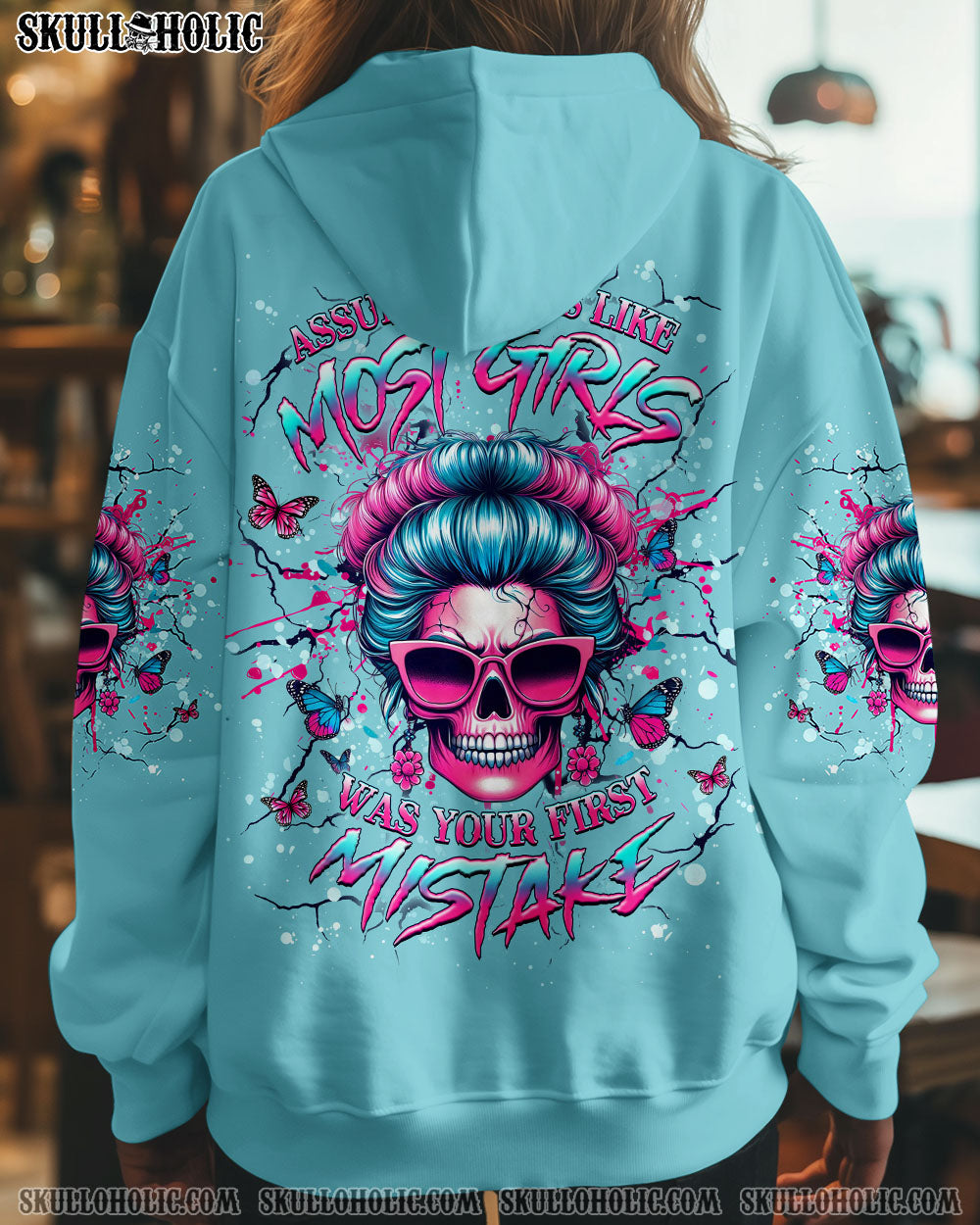 ASSUMING I WAS LIKE MOST GIRLS MESSY BUN SKULL ALL OVER PRINT - YHHG2703251
