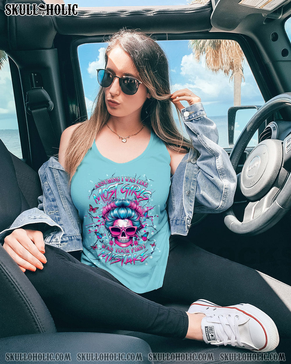 ASSUMING I WAS LIKE MOST GIRLS MESSY BUN SKULL ALL OVER PRINT - YHHG2703251
