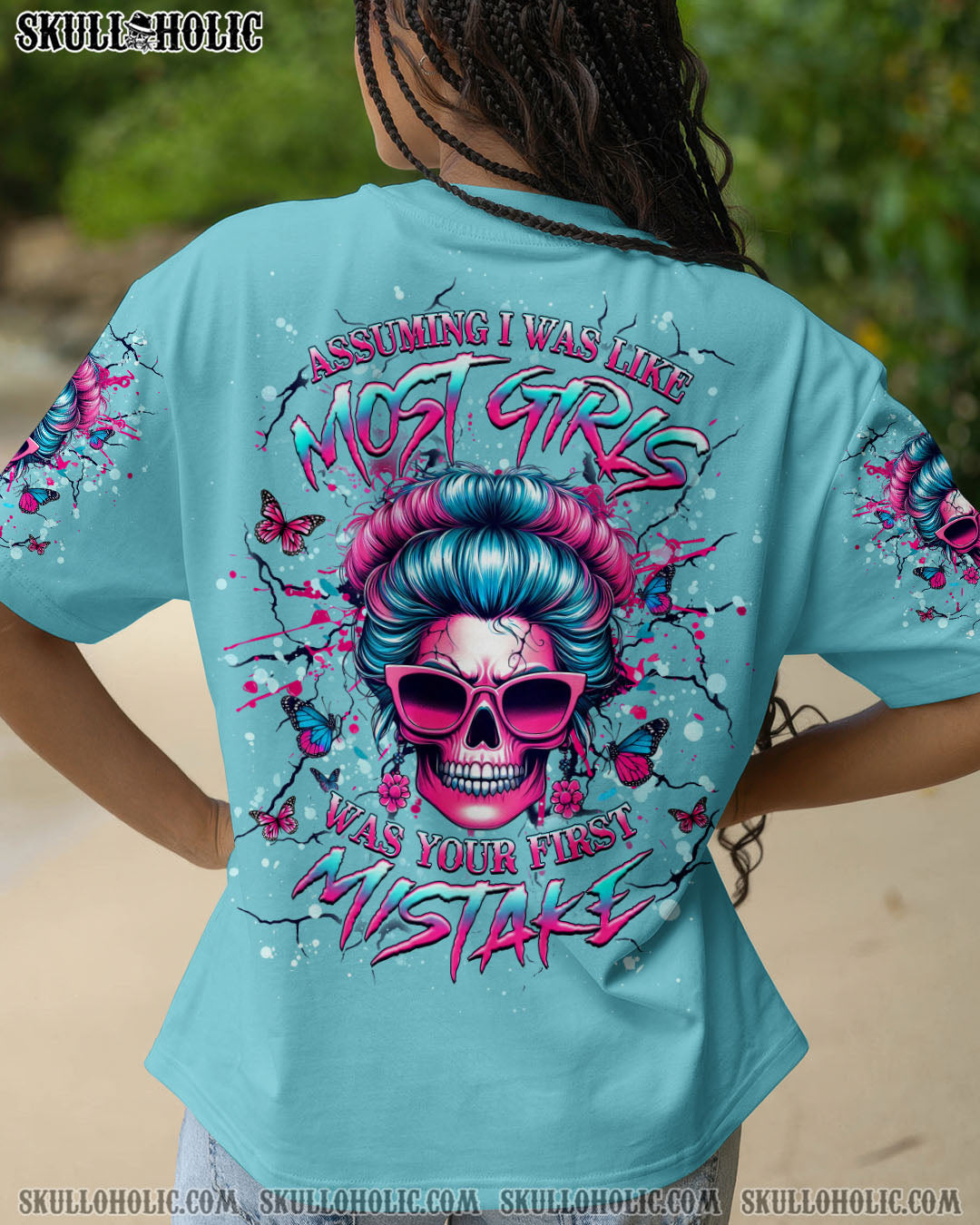 ASSUMING I WAS LIKE MOST GIRLS MESSY BUN SKULL ALL OVER PRINT - YHHG2703251