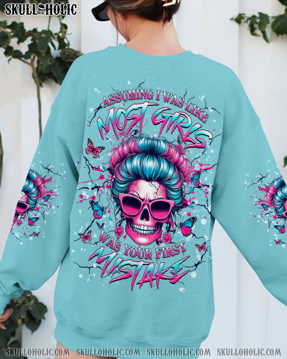 ASSUMING I WAS LIKE MOST GIRLS MESSY BUN SKULL ALL OVER PRINT - YHHG2703251