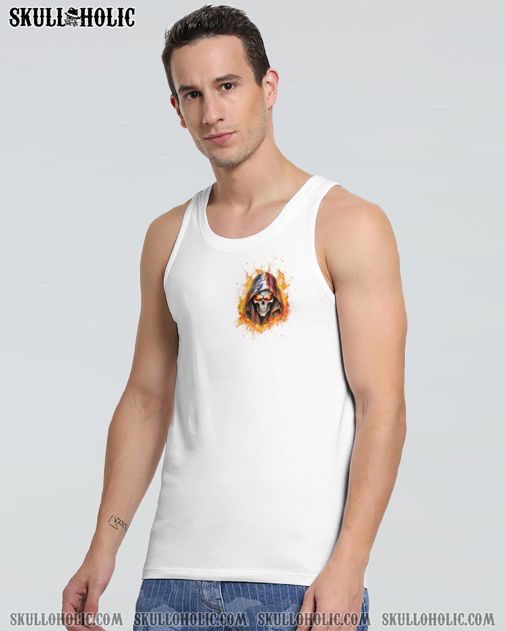 AMERICA LIVE IT LOVE IT OR GET THE HELL OUT SKULL ALL OVER PRINT - YHHN0501241