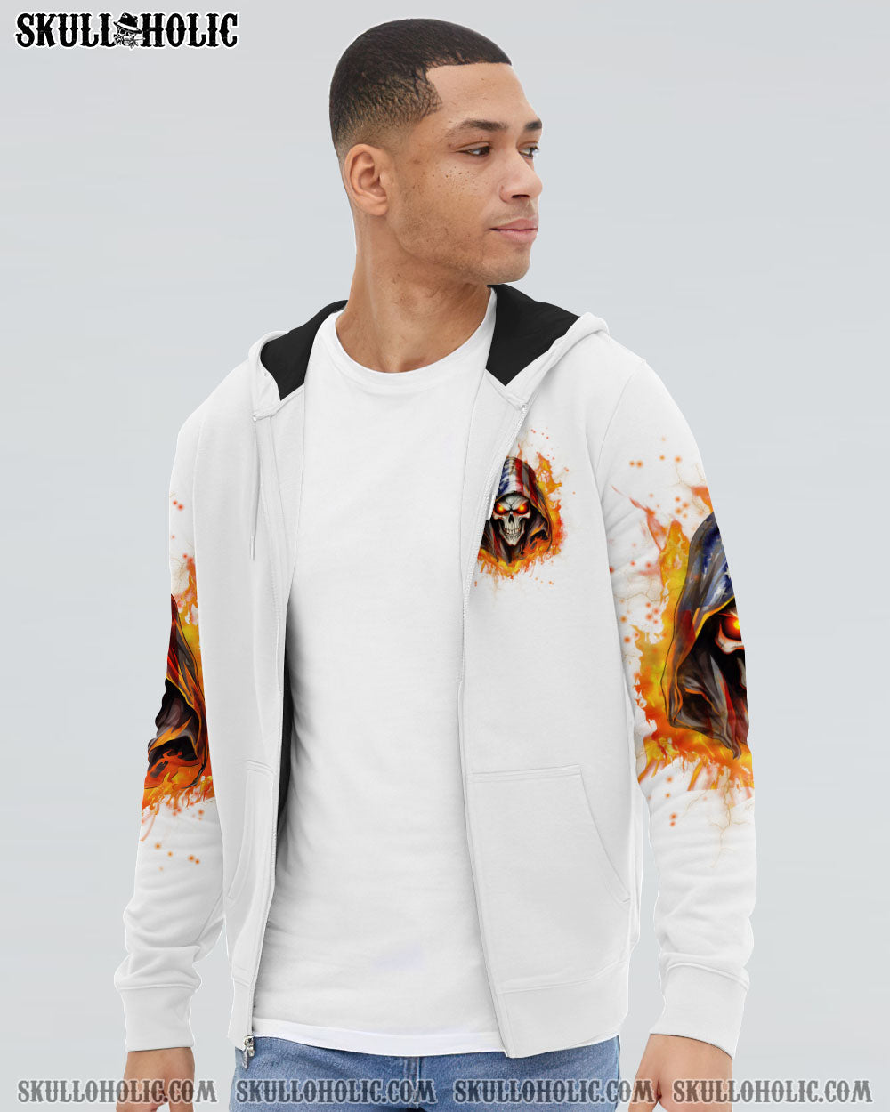 AMERICA LIVE IT LOVE IT OR GET THE HELL OUT SKULL ALL OVER PRINT - YHHN0501241