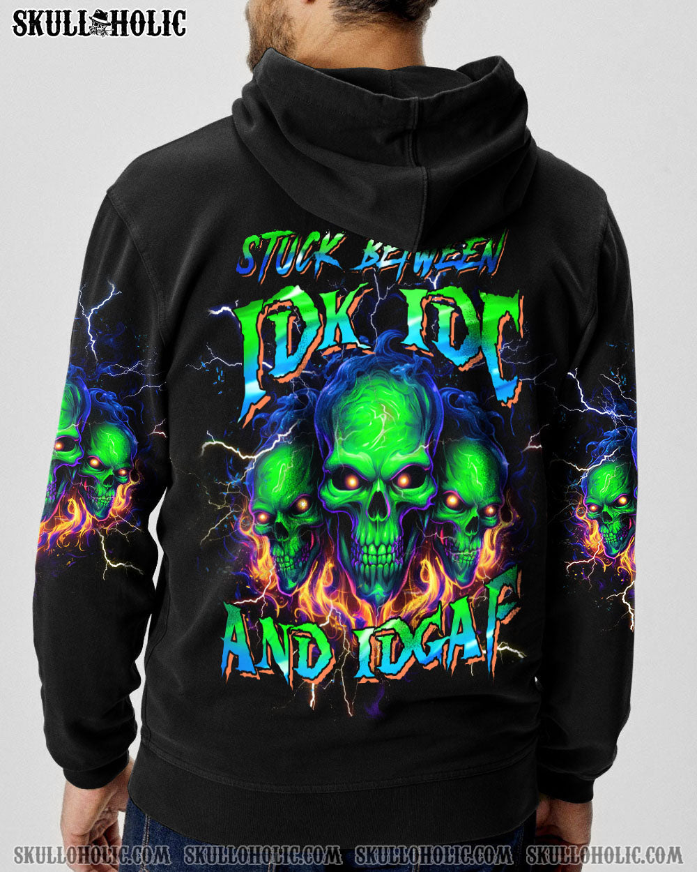 STUCK BETWEEN IDK IDC AND IDGAF SKULL ALL OVER PRINT - YHHN1112234